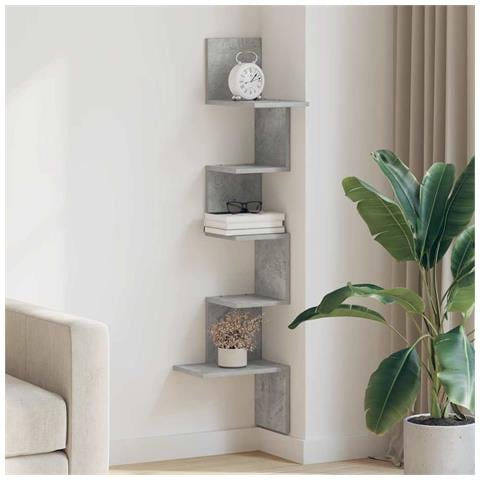 Scaffale Angolare A Muro Grigio Cemento 32x32x127,5 Cm - Foto 3