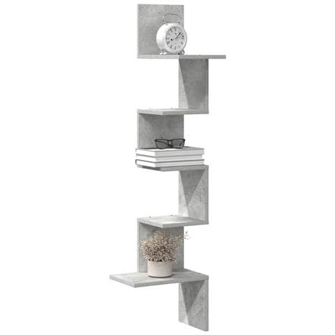 Scaffale Angolare A Muro Grigio Cemento 32x32x127,5 Cm - Foto 1