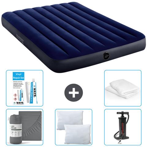 Set Materassino Gonfiabile - 191x137x25 Cm - Blu - Include Accessori Coordinati Cb9 - Foto 1