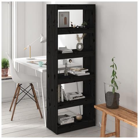 Libreria /divisorio Nero 60x30x167,5 Cm In Massello Di Pino - Foto 8