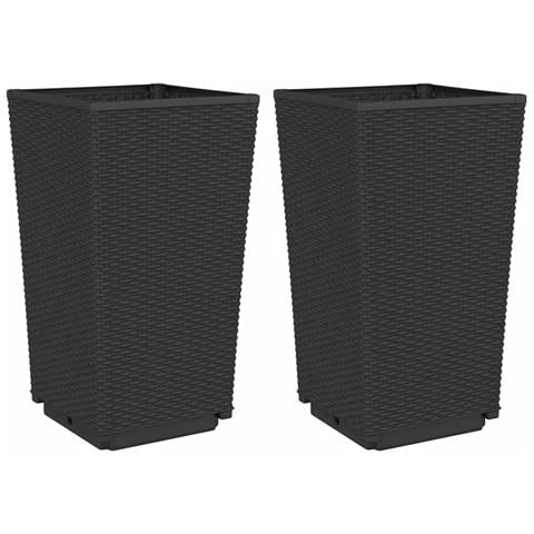 Fioriere Da Giardino 2 Pz Nere 32,5x32,5x57 Cm In Pp - Foto 1