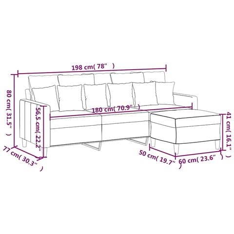 Divano a 3 Posti con Poggiapiedi Marrone 180 cm in Velluto - Foto 2