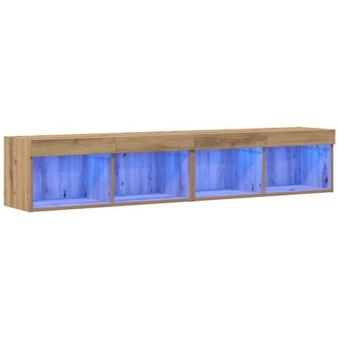 Armadi da muro per TV  con luci LED 2 pezzi Rovere Artigianale 80x30x30 cm - Foto 1