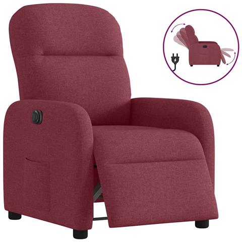 Poltrona Elettrica Reclinabile Rosso Vino in Tessuto - Foto 1