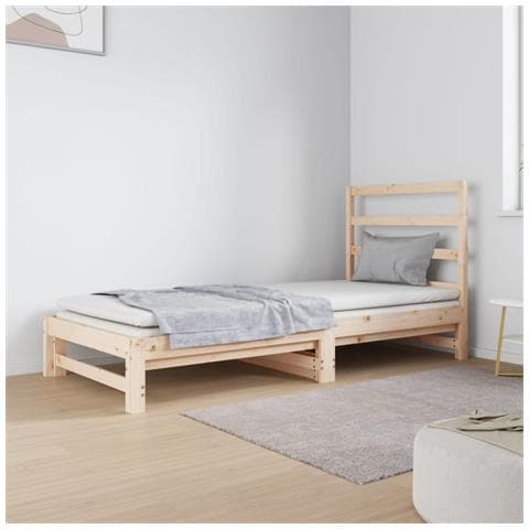 Dormeuse Estraibile 2x(90x190) cm Legno Massello di Pino - Foto 2