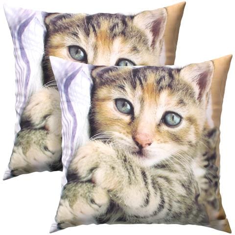 Set Di 2 Copricuscini 40x40 Cm Design Gattino Sdraiato - Foto 2