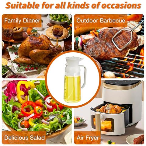 Spruzzatore Per Olio Da Cucina Con Misurino 550ml Dosatore Olio Bianco - Foto 2