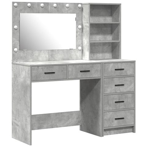 Set di Toeletta a 2 Pezzi con LED in Legno Ingegnerizzato Grigio - Foto 1