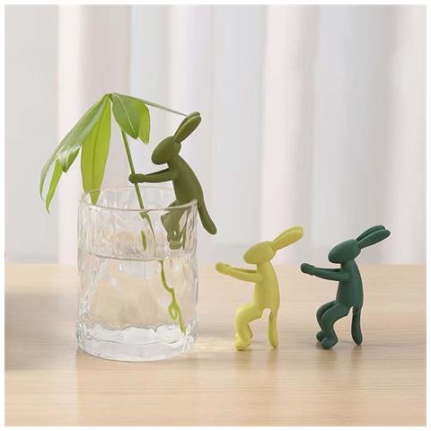 5 Pezzi Clip Di Supporto Per Piante Idroponiche A Forma Di Coniglio - Simpatico Stabilizzatore Di Fissaggio Per Idroponica, Giardino E Acquario Yellow - Foto 2