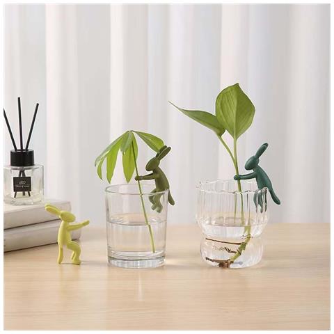 5 Pezzi Clip Di Supporto Per Piante Idroponiche A Forma Di Coniglio - Simpatico Stabilizzatore Di Fissaggio Per Idroponica, Giardino E Acquario Yellow - Foto 5
