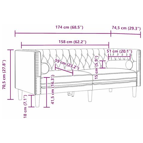 Set di divani 3 pcs Grigio chiaro Velluto - Foto 9