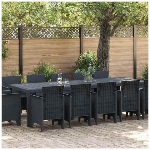 Set da Pranzo per Giardino 13 pcs Antracite Plastica - Foto 2