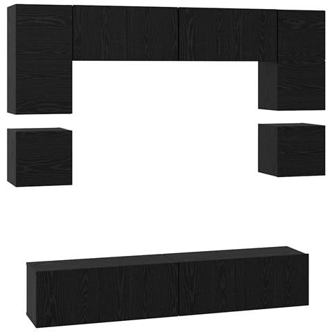 Set mobile TV 8 pcs Rovere nero 80 x 30 x 30 cm - Foto 1