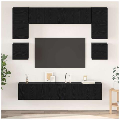 Set mobile TV 8 pcs Rovere nero 80 x 30 x 30 cm - Foto 2