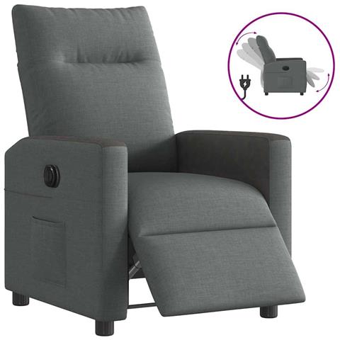 Poltrona Elettrica Reclinabile Grigio Scuro in Tessuto - Foto 1