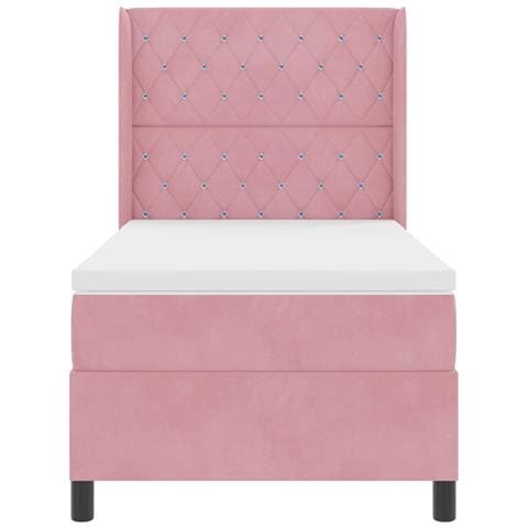 Letto con Box Springs LED e Materasso Rosa 90 x 200 cm Velluto - Foto 9