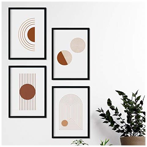 Set Di 4 Stampe Fogli Con Disegni Colorati Basati Sul Marocco Confezione Di Pellicole 'mojave' Con Tonalità Marroni E Minimalistico Senza Cornice A3 - Foto 1