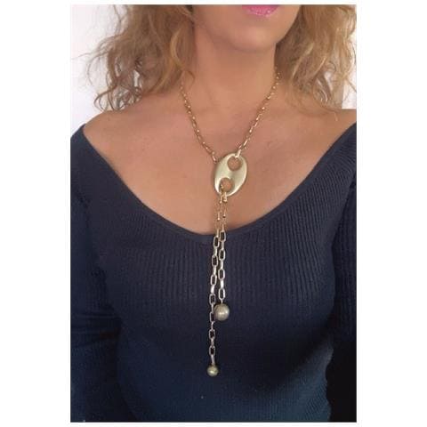 Lungo Colletto In Pizzo Placcato Oro - Foto 5