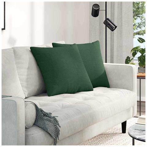 Cuscini da Divano 2 pcs Verde Scuro 50 x 50 cm Tessuto in Cords - Foto 2