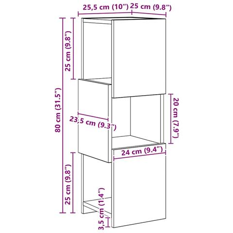 Mobile angolare Bianco 25,5x25x80cm Legno multistrato - Foto 8