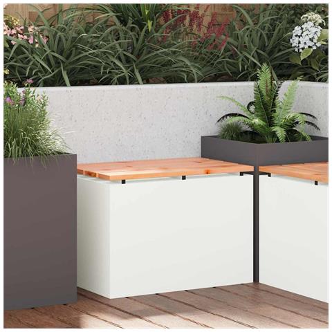 Panchina da giardino Bianco 60 x 40 x 43 cm Acciaio - Foto 2