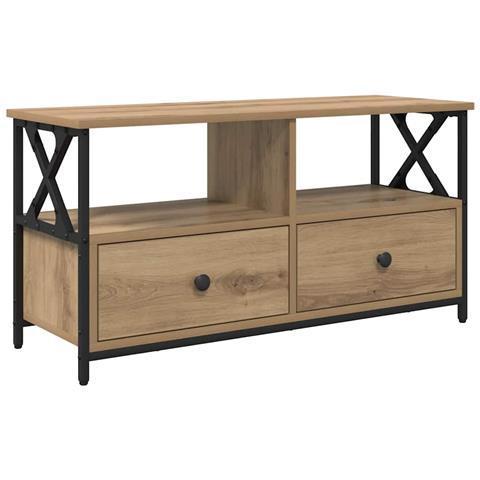 Mobile TV con cassetto Rovere artigianale 90 x 33 x 45 cm - Foto 1