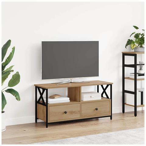 Mobile TV con cassetto Rovere artigianale 90 x 33 x 45 cm - Foto 2