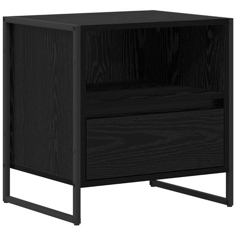 Comodino Rovere Nero 50 x 39,5 x 50 cm Legno multistrato - Foto 1