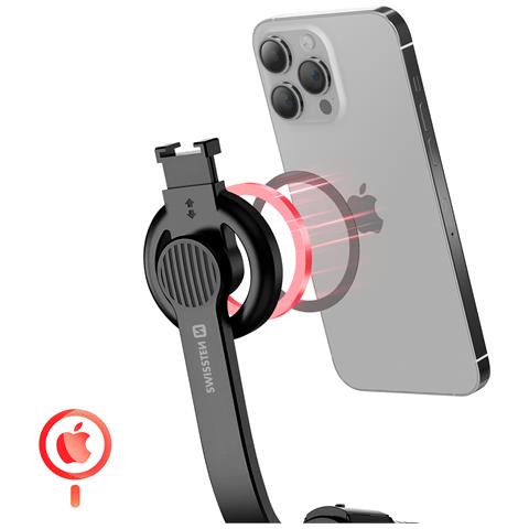 Asta Per Selfie Magsafe 2 In 1 Per Iphone Con Treppiede E Telecomando, Nero / Rosso - Foto 2