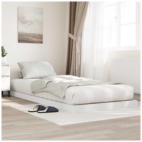 Struttura letto a terra Bianco 90 x 190 cm Legno multistrato - Foto 2