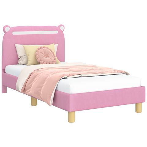 Struttura letto bambini con testata Rosa 80 x 160 cm Tessuto - Foto 1