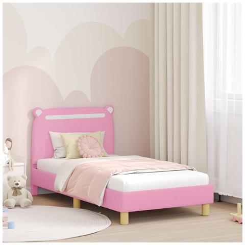 Struttura letto bambini con testata Rosa 80 x 160 cm Tessuto - Foto 2