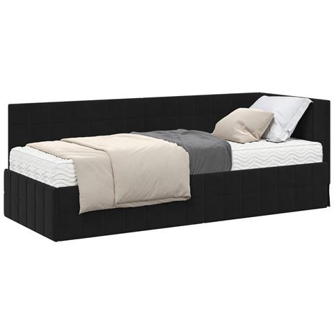 Struttura Letto Angolare con Materasso 2 pcs Nero Velluto - Foto 1