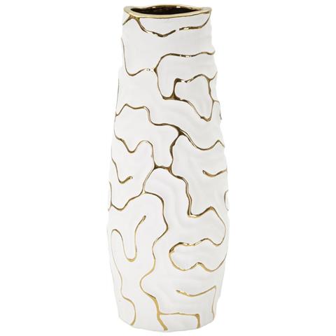 Vaso Lia Piccolo In Ceramica Bianca Con Decori Oro - Foto 1