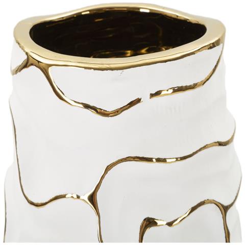 Vaso Lia Piccolo In Ceramica Bianca Con Decori Oro - Foto 2