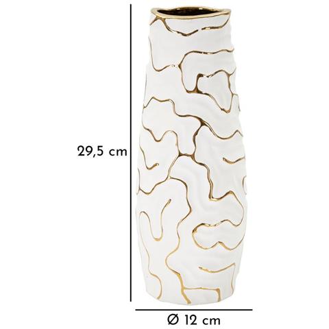 Vaso Lia Piccolo In Ceramica Bianca Con Decori Oro - Foto 6