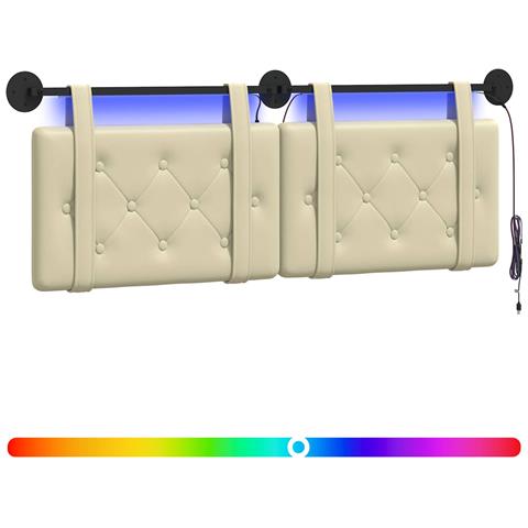 Testiera sospesa Con luce LED Crema Similpelle - Foto 1