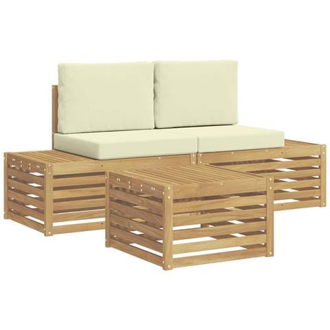 Set di divani da esterno Bianco 59 x 59 x 37 cm Poliestere - Foto 1