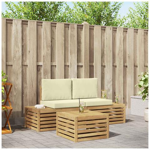 Set di divani da esterno Bianco 59 x 59 x 37 cm Poliestere - Foto 2