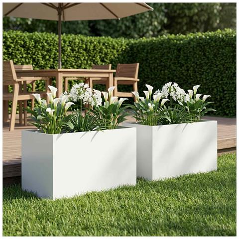 Vaso da giardino 2 pz Bianco 50 x 40 x 40 cm - Foto 2