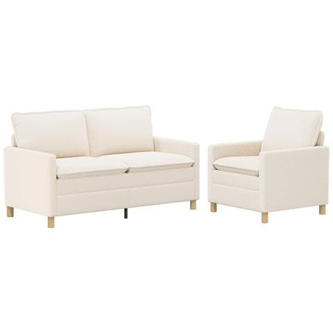 Set di divani 2 pz Crema Tessuto - Foto 1