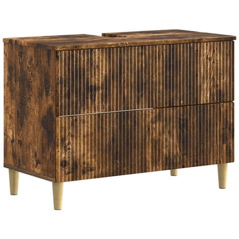 Armadio per Lavabo da Bagno ARNHEM Rovere Fumo 82 x 41 x 59 cm - Foto 1
