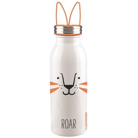 Borraccia Zoo Lion, Con Isolamento A Doppia Parete, Bianco, arancione, L 0,45 - Foto 1