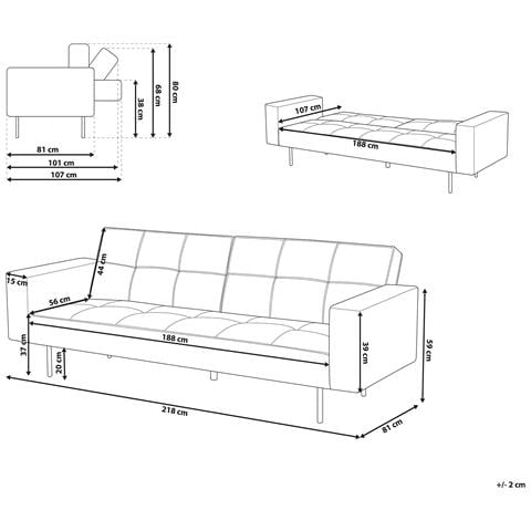 Divano Letto In Velluto Grigio Visnes - Foto 14