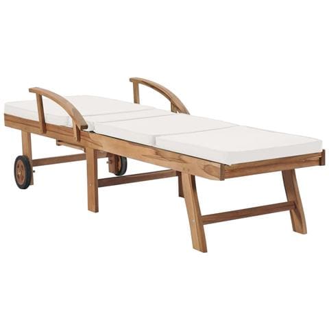 Lettini Prendisole con Cuscini 2 pz in Legno di Teak Crema - Foto 8