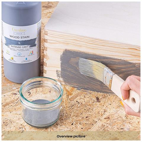 Mordente Per Legno A Base D'acqua | Grigio Intenso | 1l | Vernice A Rapida Essiccazione | Non Tossica | Per Pannelli In Legno, Cemento, Mattoni, Carta Da Parati | Alta Efficienza - Foto 2