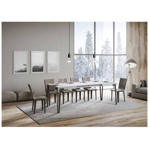 Tavolo Allungabile 90x130/234 Cm Rio Telaio Antracite - Bianco Frassino - Foto 2