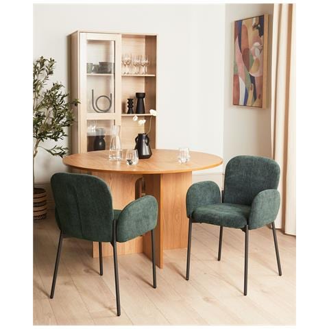Set Di 2 Sedie Da Pranzo Tessuto Verde Scuro Albee - Foto 1