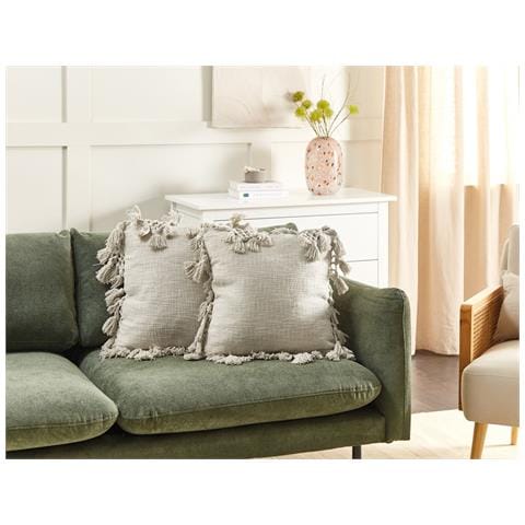 Set Di 2 Cuscini Olearia Cotone 45 X 45 Cm Beige Tinta Unita - Foto 1