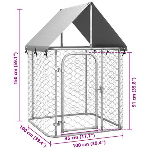 Gabbia Per Cani Da Esterno Con Tetto 100x100x150 Cm - Foto 5
